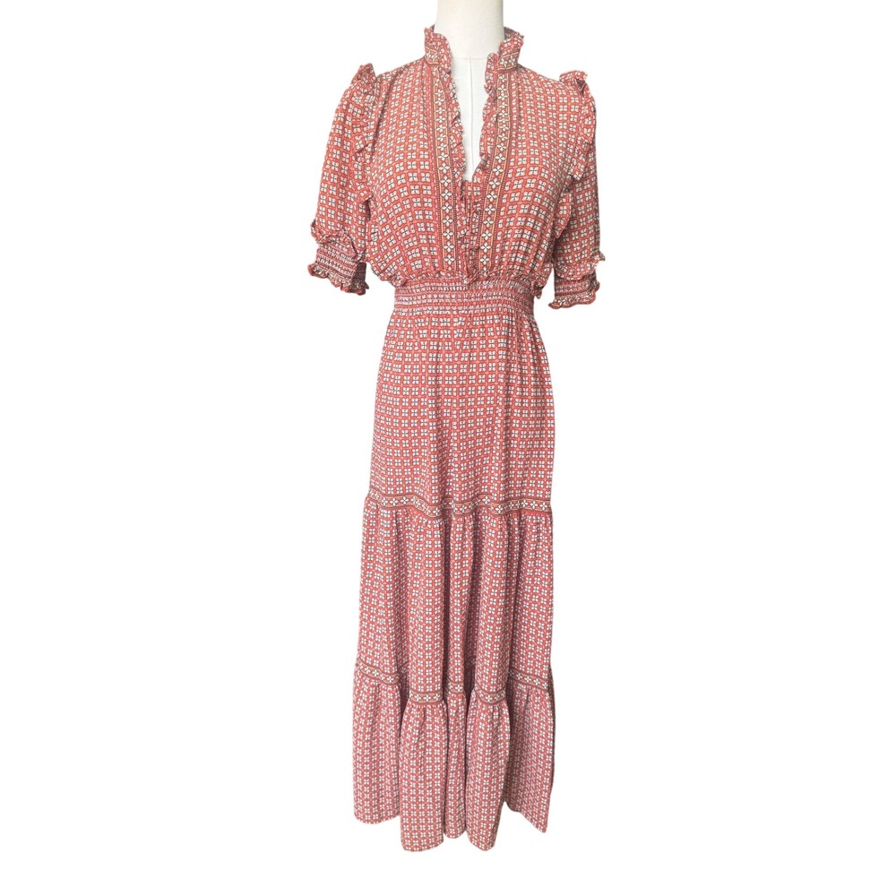 Max Studio Boho Floral Ruffle Tiered Maxi Dress Size S Cottagecore Victorian - Picture 2 of 13